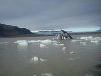 Ledová kra od popela z Ejafjallajokul